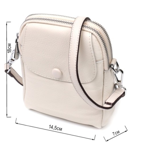 Сумка Vintage Жіноча невелика вертикальна на два відділення з натуральної шкіри Біла (22401)