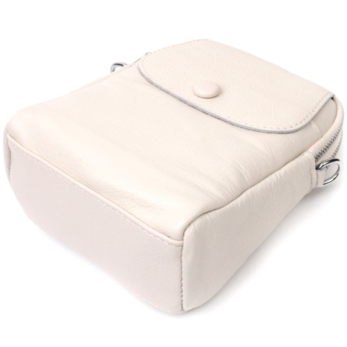 Сумка Vintage Жіноча невелика вертикальна на два відділення з натуральної шкіри Біла (22401)