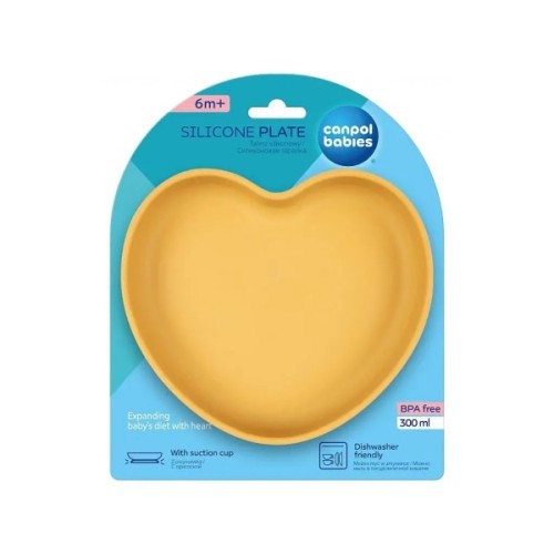 Тарілка дитяча Canpol babies силіконова Серце - жовта (80/309_yel)