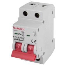 Автоматичний вимикач E.NEXT 2-п e.mcb.stand. 40А C ( 4,5кА) (s002021)