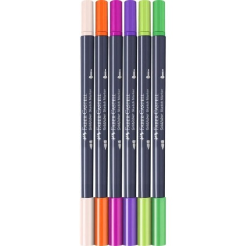 Художній маркер Faber-Castell набір двосторонніх Goldfaber Gofa Sketch Markers Graphic Novel, 6 кольорів (32548)