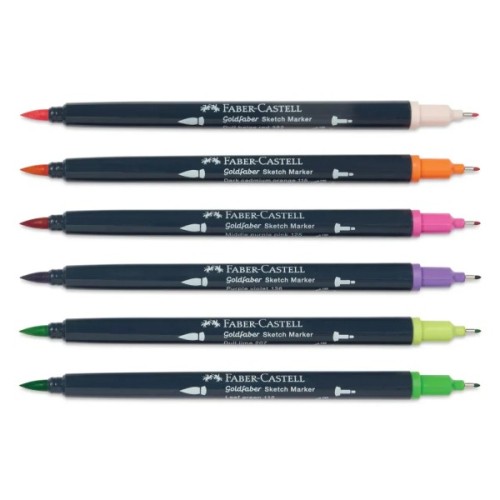 Художній маркер Faber-Castell набір двосторонніх Goldfaber Gofa Sketch Markers Graphic Novel, 6 кольорів (32548)