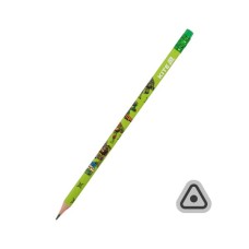 Олівець графітний Kite Ninja Turtles тригранний, з гумкою, НВ (NT25-046)