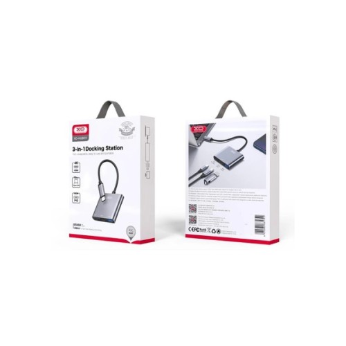 Концентратор XO USBC to USBCPD100W + HDMI 4K30Hz + USB 3.0 grey (HUB011.tranish)
