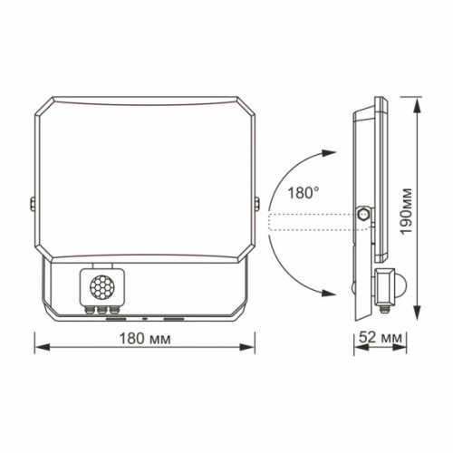Прожектор Videx F3 50W 5000K з датчиком руху 220V Black (VLE-F3-0505B-S)