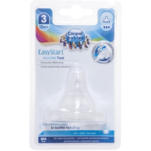 Соска Canpol babies EasyStart силіконова із широкою шийкою, швидка 1 шт. (21/722)