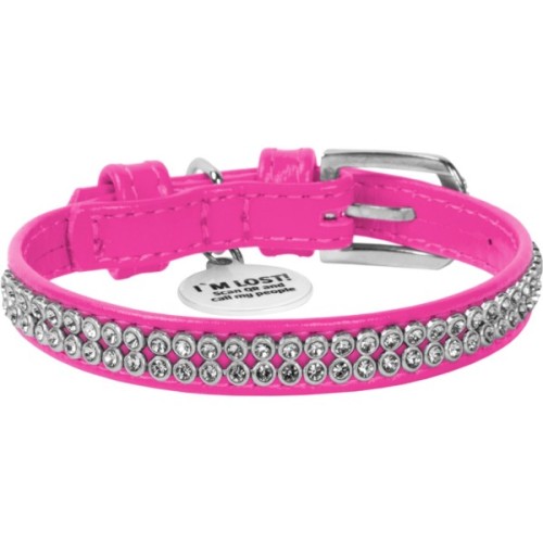 Нашийник для тварин WAUDOG Glamour з QR-паспортом "Стрази" XS Ш 9 мм рожевий (33067)