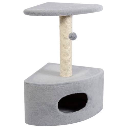 Дряпка (кігтеточка) для котів Природа Д11 з будкою кутова (сіра) (4820157403143)