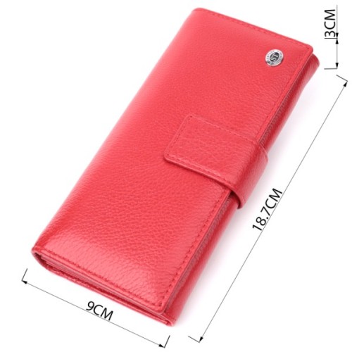 Гаманець ST Leather На чотири відділення для купюр із натуральної шкіри Червоний (22549)