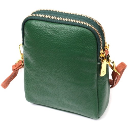 Сумка Vintage Трапеція з натуральної шкіри Зелена (22268)