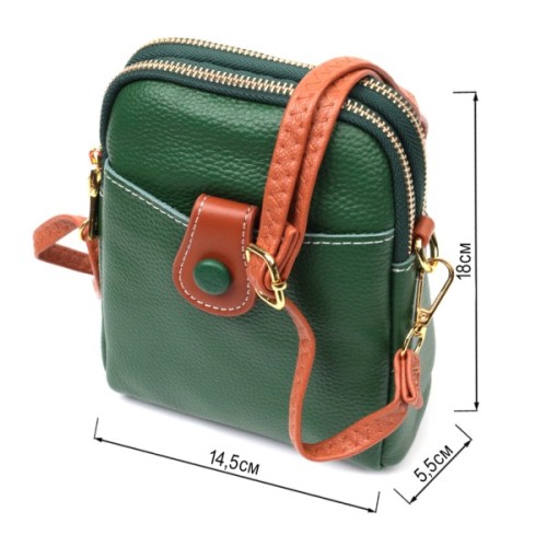 Сумка Vintage Трапеція з натуральної шкіри Зелена (22268)