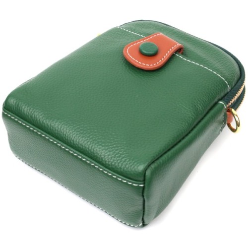 Сумка Vintage Трапеція з натуральної шкіри Зелена (22268)