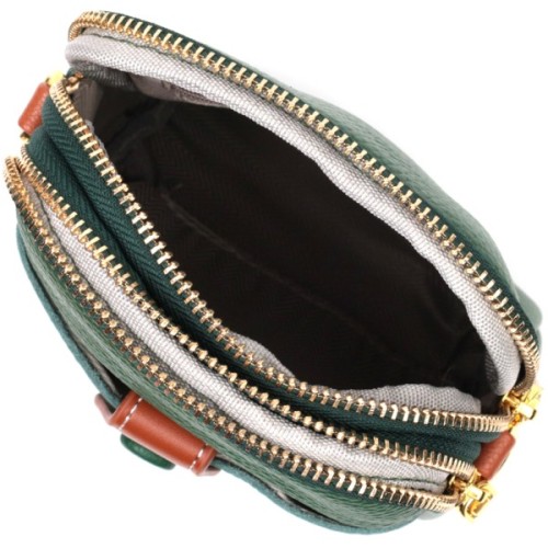 Сумка Vintage Трапеція з натуральної шкіри Зелена (22268)