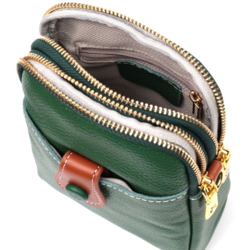 Сумка Vintage Трапеція з натуральної шкіри Зелена (22268)