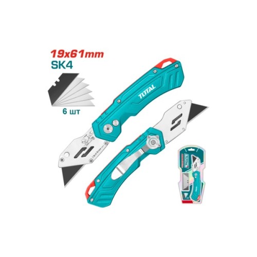 Ніж монтажний Total THT5136288 складений, висувне лезо 61x19мм, довжина 180мм. (THT5136288)
