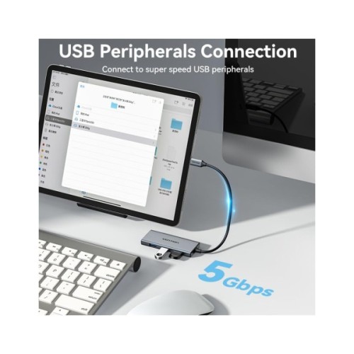 Концентратор Vention USB-C 6-in-1 3xUSB 3.0 + HDMI 4K30Hz + SD/TF 0.15m (TOOHB)