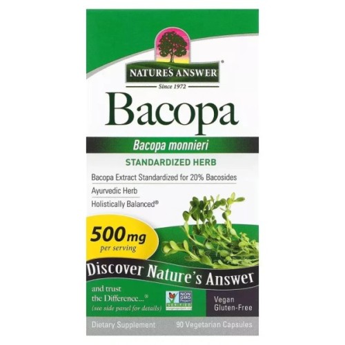 Трави Nature's Answer Бакопа, 500 мг, Bacopa, 90 вегетаріанських капсул (NTA-16360)