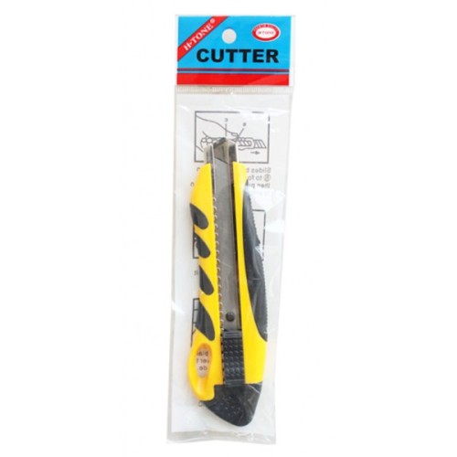 Ніж канцелярський H-Tone 18 мм жовтий з гумовими вставками (KNIFE-HT-JJ40607-18)
