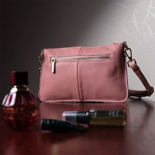 Сумка Vintage Жіноча з двома ременями з натуральної шкіри Рожева (22644)