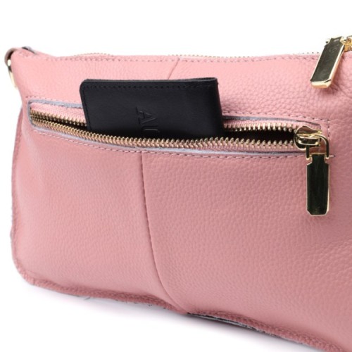 Сумка Vintage Жіноча з двома ременями з натуральної шкіри Рожева (22644)