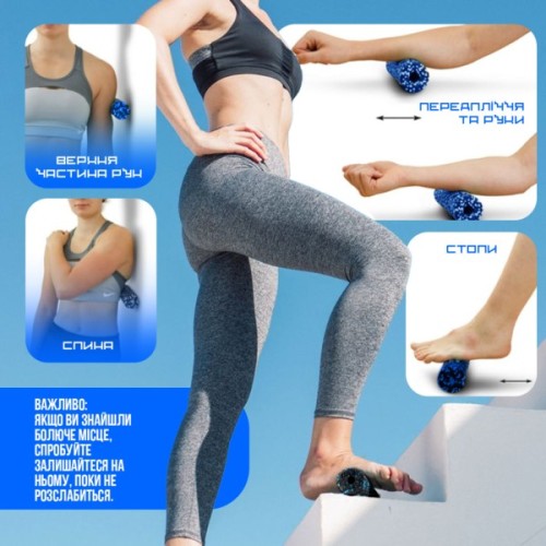 Масажний ролик PowerPlay PP-4346 Mini EPP Foam Roller 15x5,3см Чорно/Синій (PP_4346_Blue_(15*5))