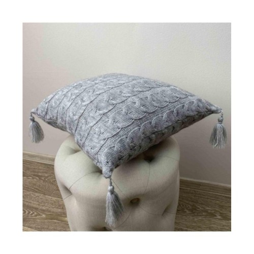 Наволочка Прованс декоративна в'язана Глорiя коси Сiра 45х45 (022015)