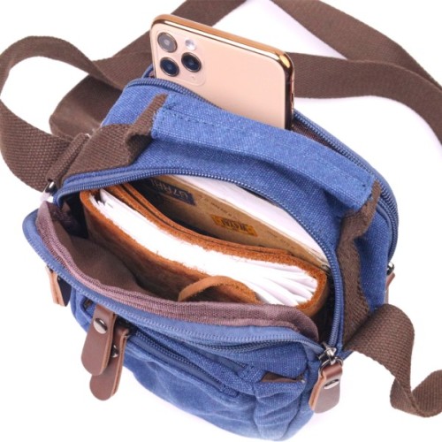 Сумка Vintage Чоловіча з щільного текстилю Синя (21246)