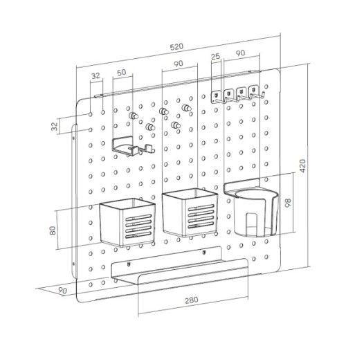 Органайзер для столу OfficePro Настінна дошка-органайзер Black (WO910B)
