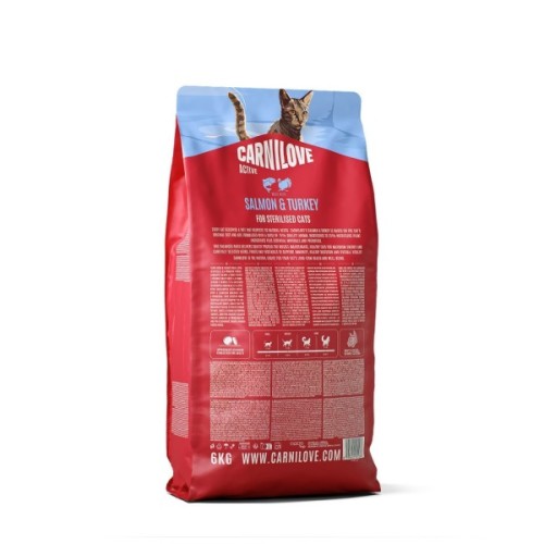 Сухий корм для кішок Carnilove Active Salmon & Turkey Sterilised 6 кг (8595602581566)