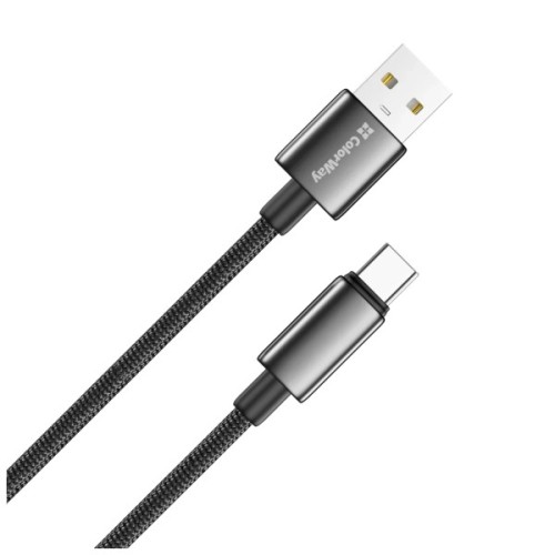 Дата кабель USB 2.0 AM to USB-C 2.0m 3A zinc alloy braided black ColorWay (CW-CBUC099-BK)
