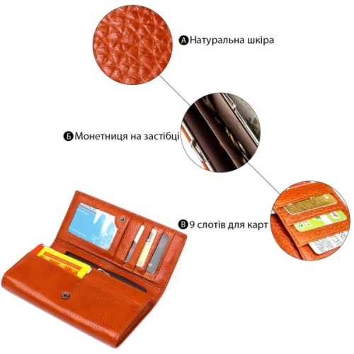 Гаманець Baliya Зі стразом жіночий шкіряний Помаранчевий (18976)