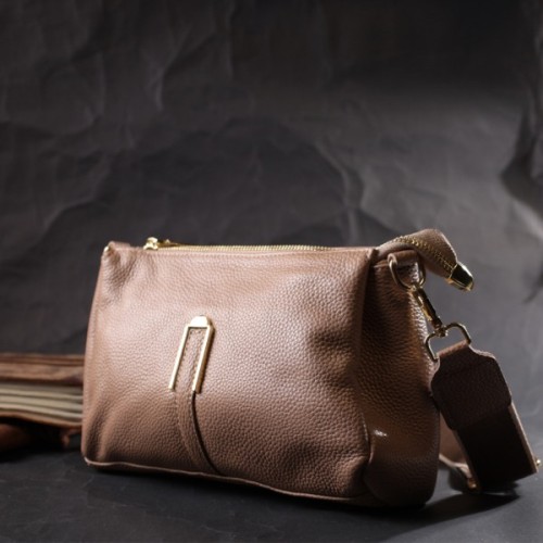 Сумка Vintage Через плече з натуральної шкіри Бежева (22289)