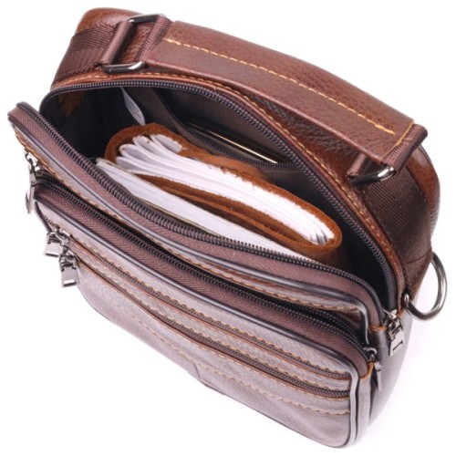 Сумка Vintage Чоловіча з натуральної шкіри Коричнева (21275)