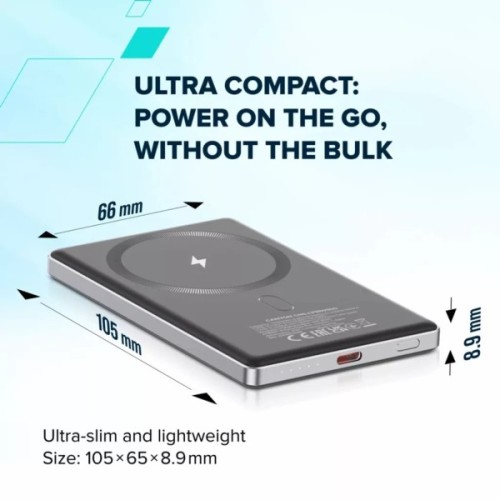 Батарея універсальна Canyon 5000mAh OnPower 505 slim Magsafe PD/20W Beige (CNS-CPB505BE)