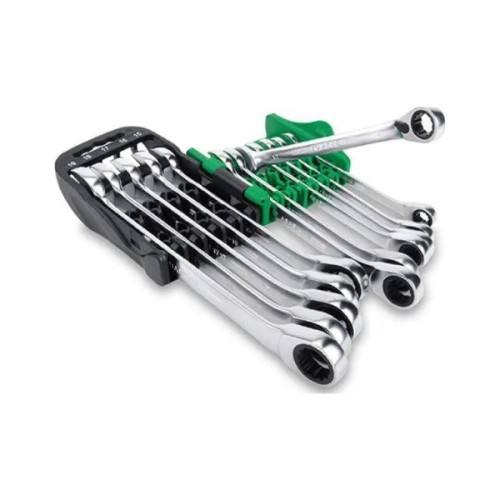 Ключ Toptul тріскачковий реверсивний 8-19мм 10шт. на холдері (GSAQ1001)