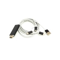 Кабель мультимедійний HDMI M to Lightning + USB-C + Micro 5P 1.0m + USB for power PowerPlant (CA911912)