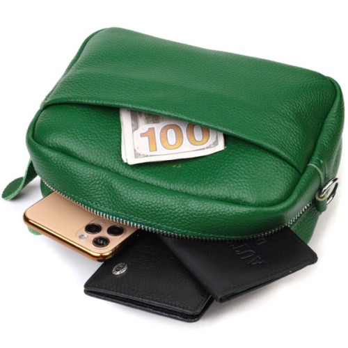 Сумка Vintage Жіноча на плече з натуральної шкіри Зелена (22120)