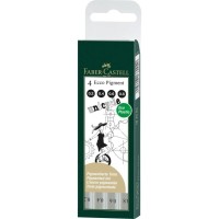 Лайнер Faber-Castell набір капілярних ручок металіків Ecco Pigment, 4 шт.- чорні, 0,2- 0,8 мм (26996)