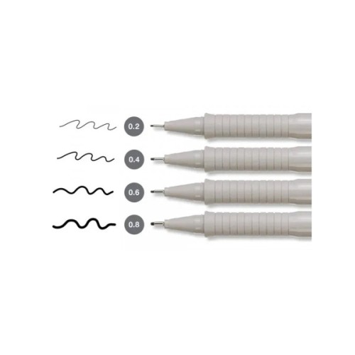 Лайнер Faber-Castell набір капілярних ручок металіків Ecco Pigment, 4 шт.- чорні, 0,2- 0,8 мм (26996)