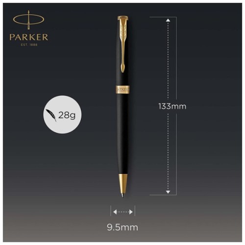 Ручка кулькова Parker SONNET 17 UKRAINE Matte Black Lacquer GT BP Трезубец (84832_T001y)