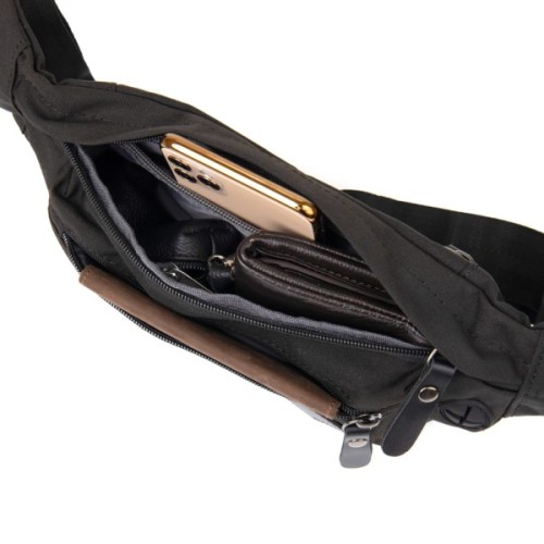 Сумка Vintage Бананка нейлон Чорна (20635)