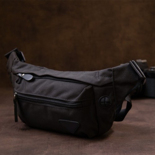 Сумка Vintage Бананка нейлон Чорна (20635)