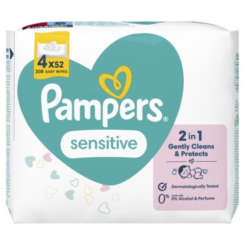 Дитячі вологі серветки Pampers Sens 4x52 (8001841062624)