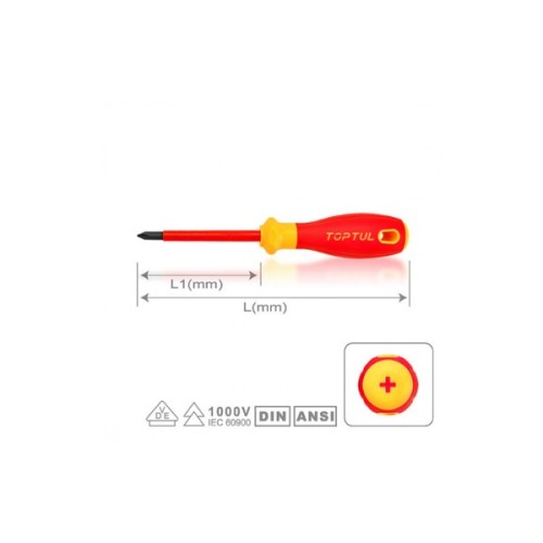 Викрутка Toptul діелектрична хрестова PH0x60мм (1000V) VDE Pro-Plus Series (FBEF0006V4)
