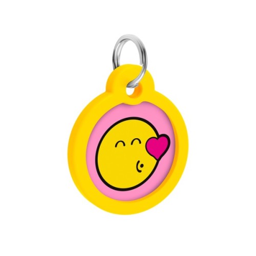 Адресник для тварин WAUDOG Smart ID з QR паспортом "Смайли на рожевому", коло 30 мм (230-0187)