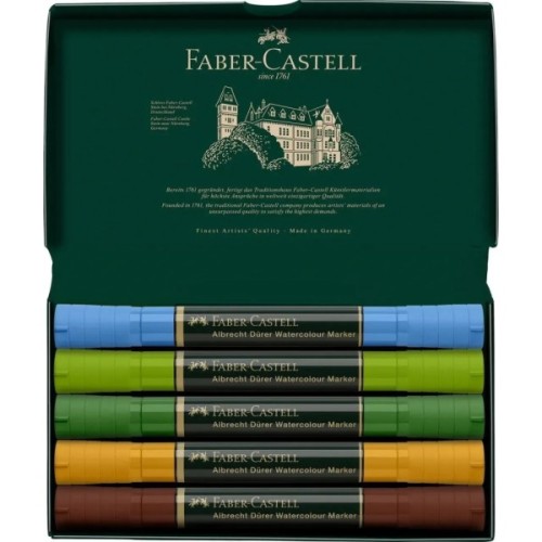 Художній маркер Faber-Castell набір акварельні двосторонні Albrecht Dürer Plein Air, Пленер 5 кольорів (31353)