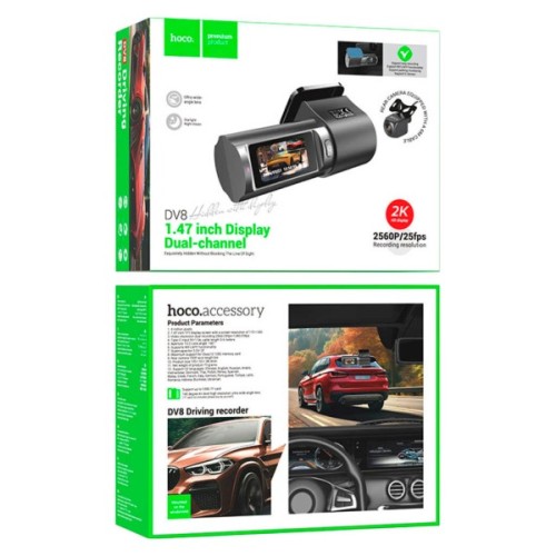 Відеореєстратор HOCO DV8 2K display hidden driving recorder with rear camera Black (6942007623384)