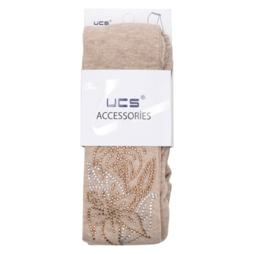 Колготки дитячі UCS Socks з квітами зі страз (M0C0302-1041-11G-beige)