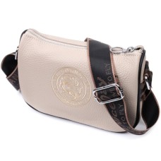 Сумка Vintage Жіноча з вишивкою на лицьовій стороні з натуральної шкіри Бежева (22625)