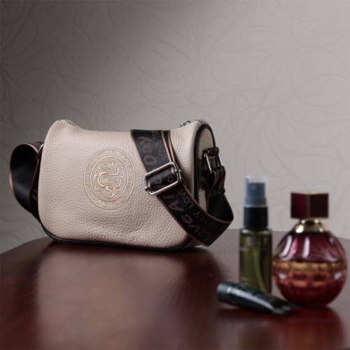 Сумка Vintage Жіноча з вишивкою на лицьовій стороні з натуральної шкіри Бежева (22625)